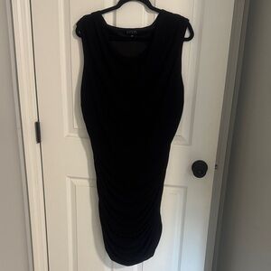 Express Black Draped Midi Dress